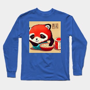 Kawaii Red Panda Eating Ramen Long Sleeve T-Shirt